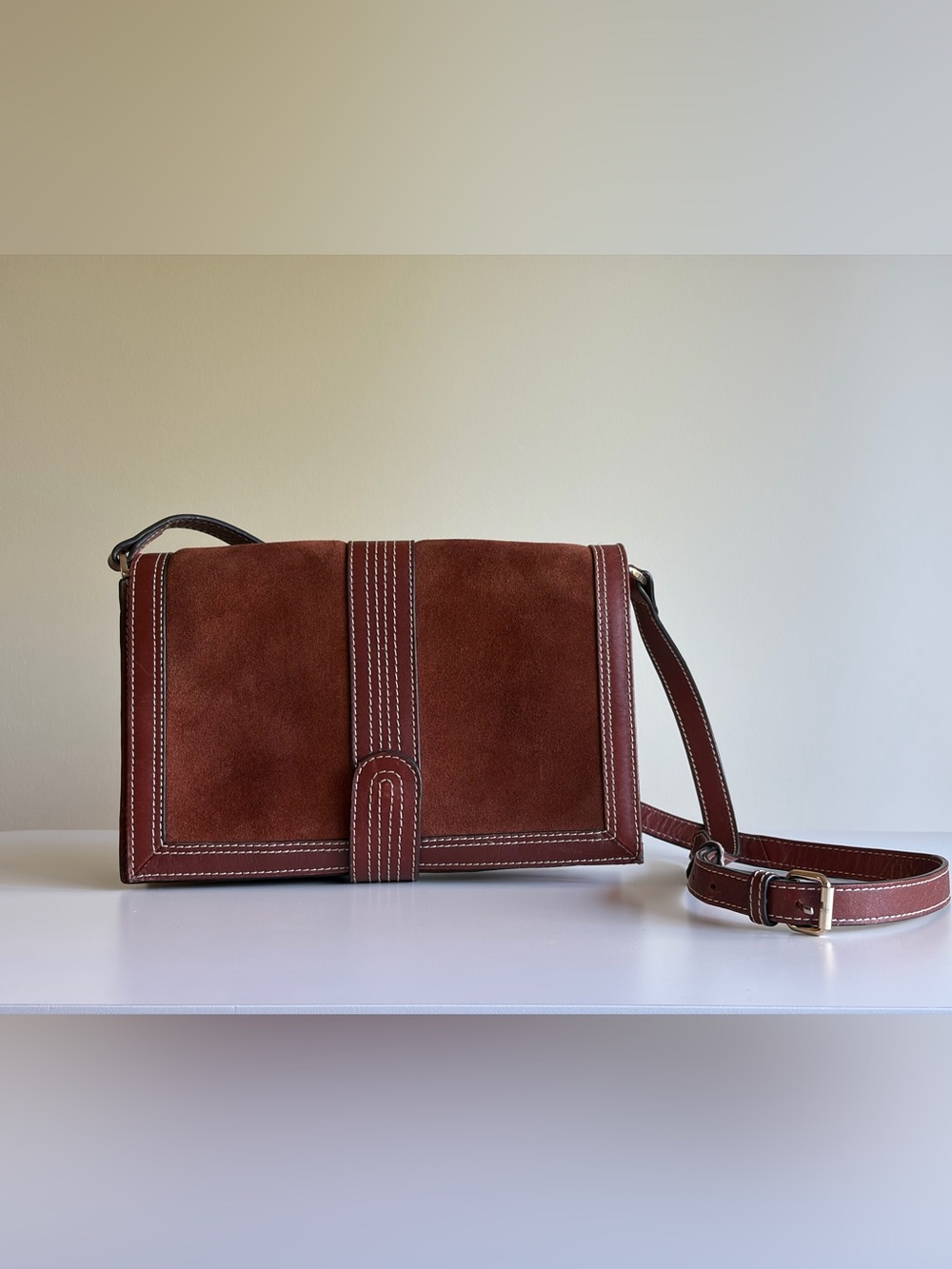 Zara Rich Brown Suede Messenger Vintage-inspired Crossbody Bag Boho / Western